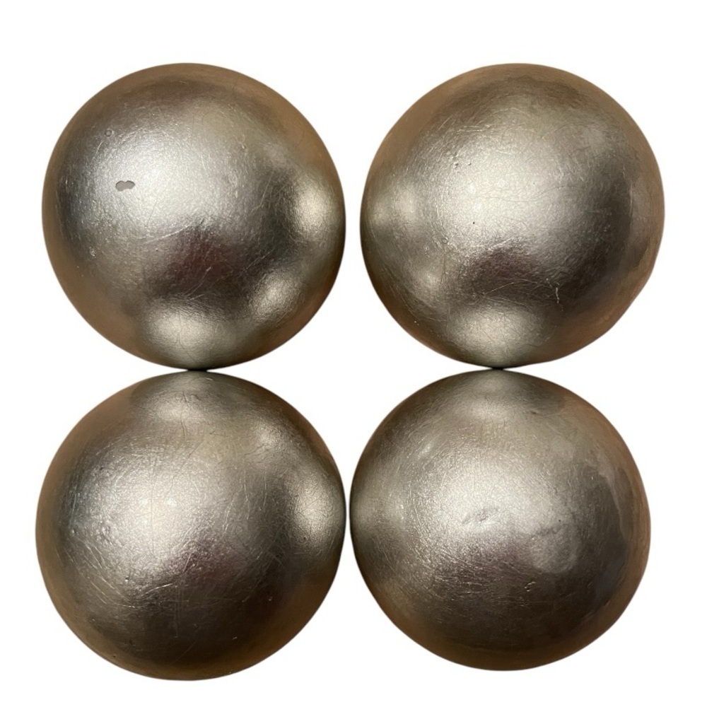 Set of 4 Silver Glass Orbs for Bowls or Table Centerpiece